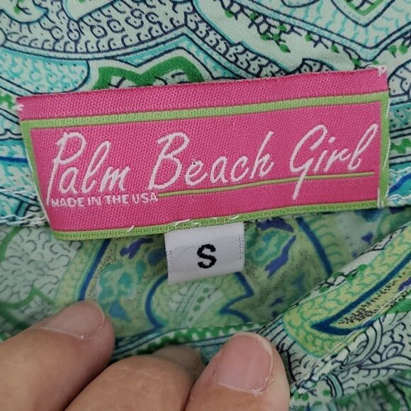 Palm Beach Girl, silk shift‎ dress with tie. Size small. Beautiful green colors. - Picture 4 of 7